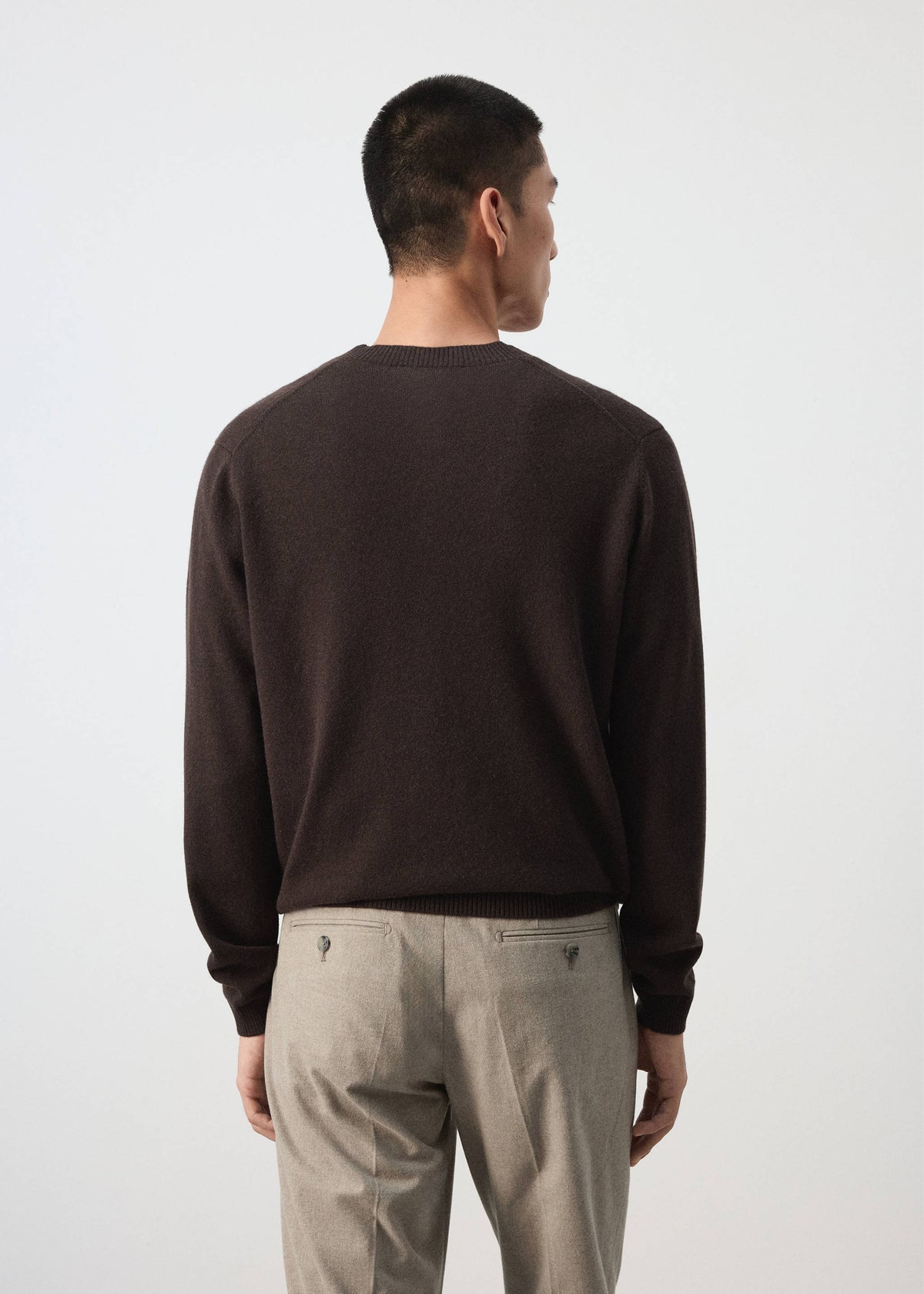 Pure Wool Fine Knit Cardigan in Chocolate - view 03