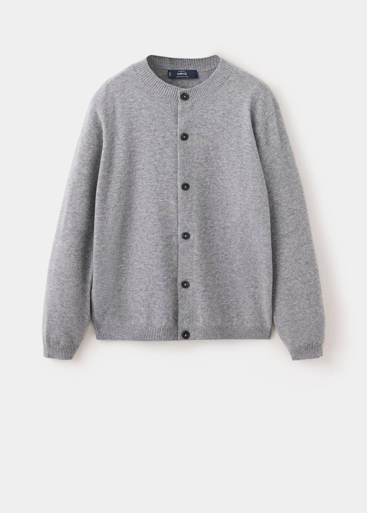 Pure Wool Fine Knit Cardigan in Medium Heather Grey - view 08