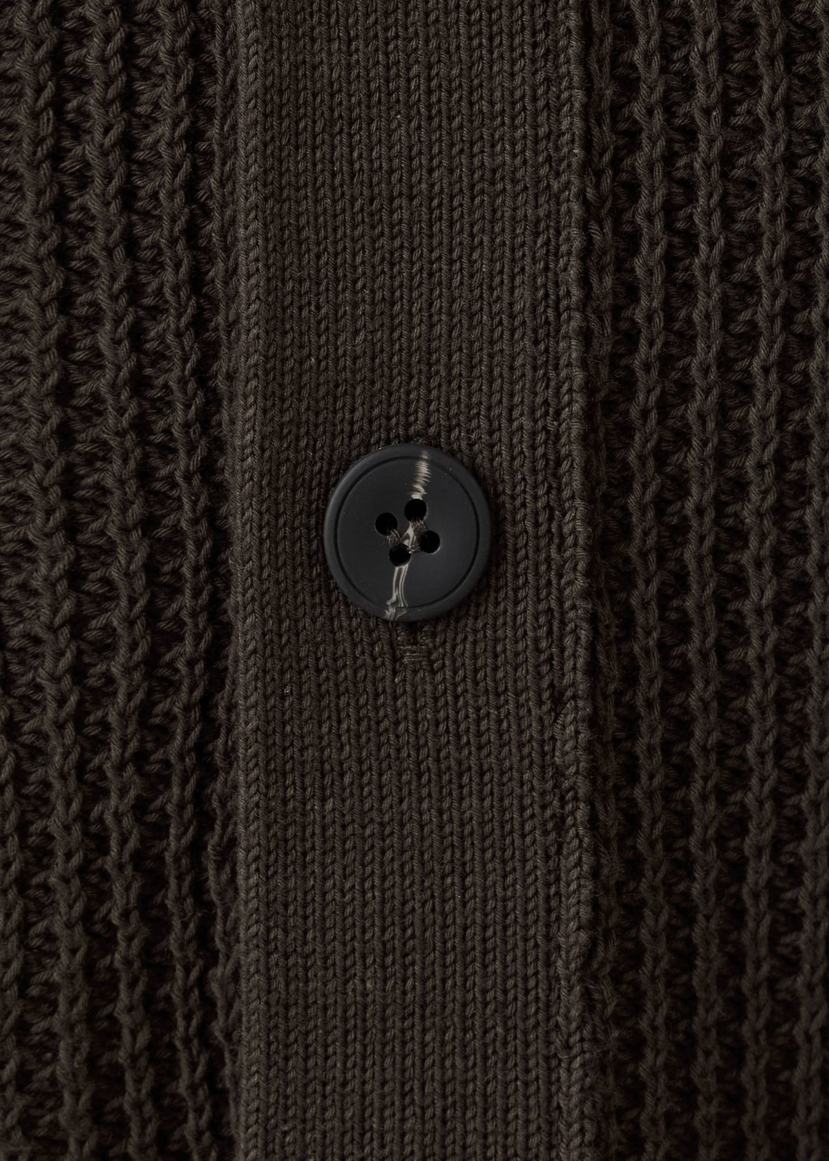 Ribbed Cotton Collared Cardigan in Chocolate - view 09