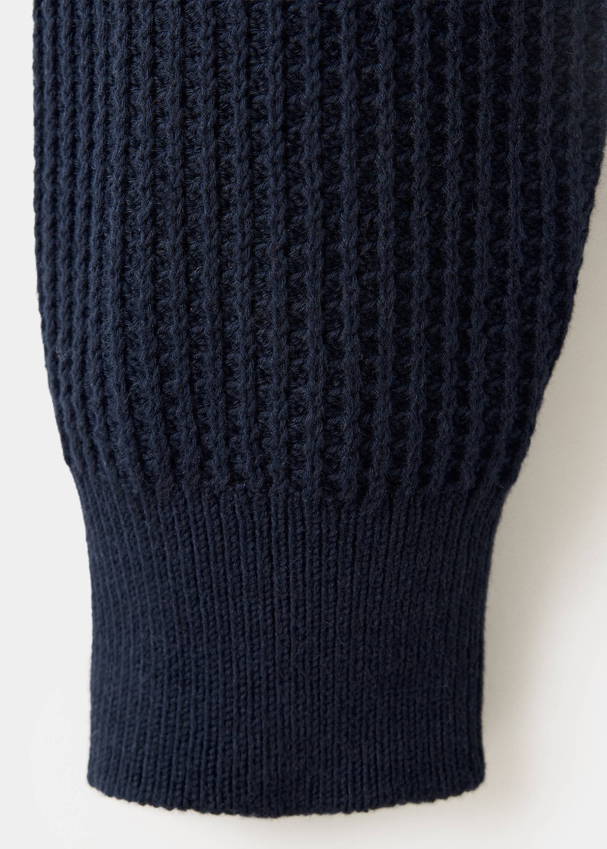 Ribbed Cotton Collared Cardigan in Navy - view 11