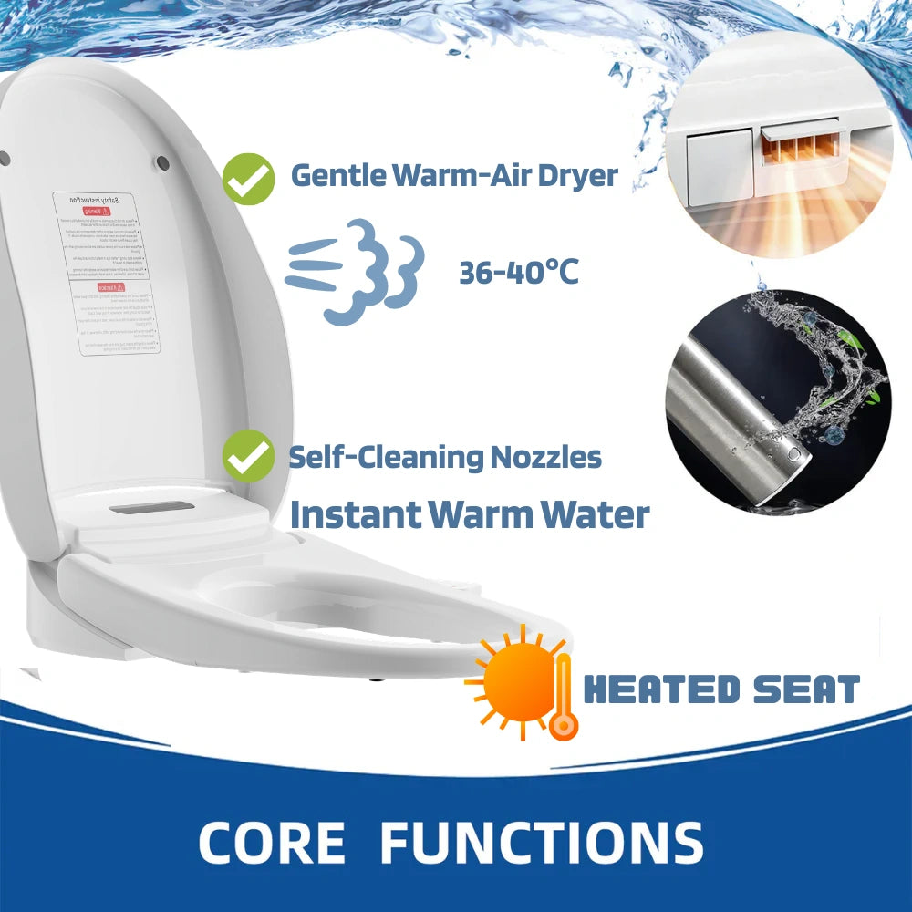 Bidet seat water connection and self-cleaning nozzle detail
