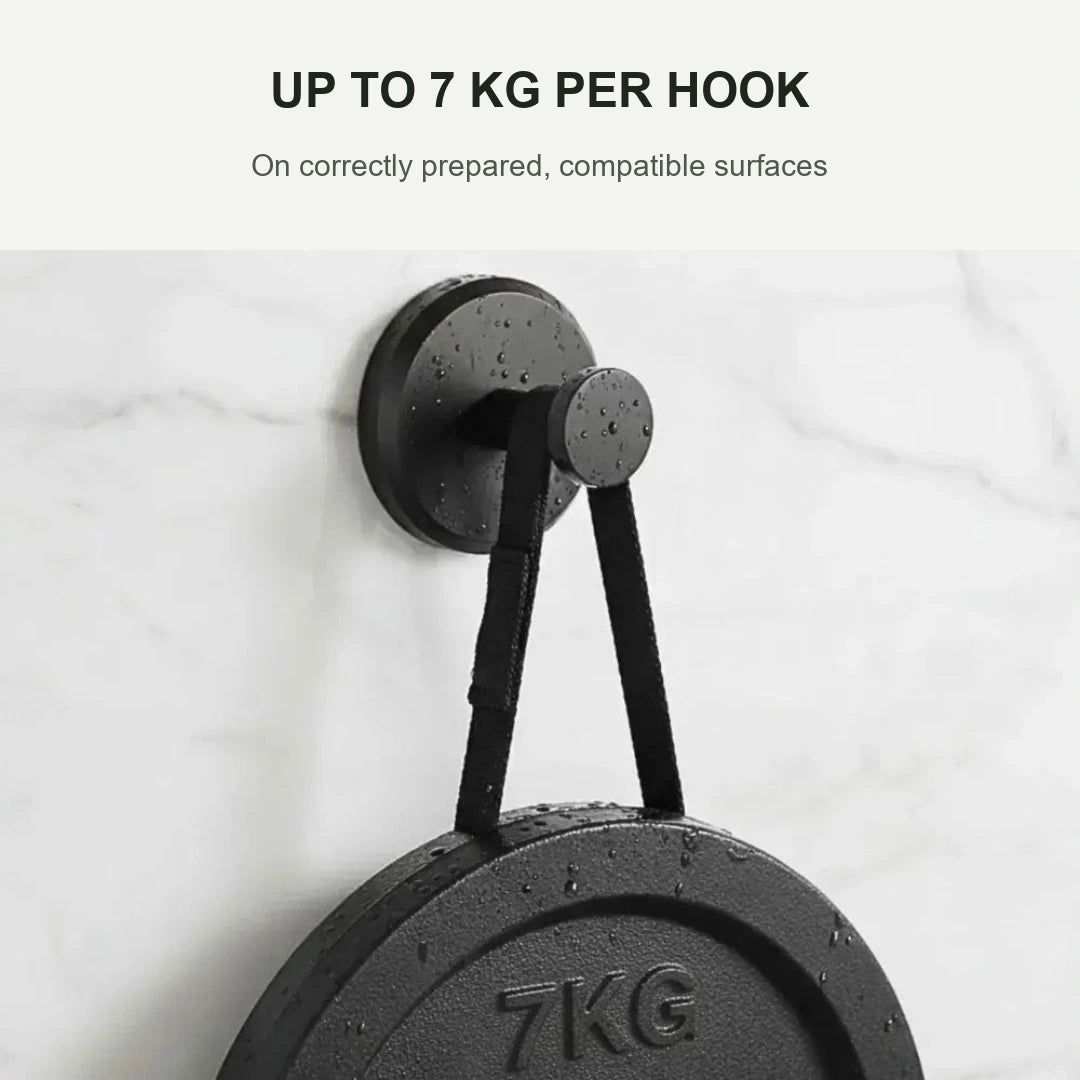 Suction hook supporting a 7 kg weight, for correctly prepared compatible surfaces